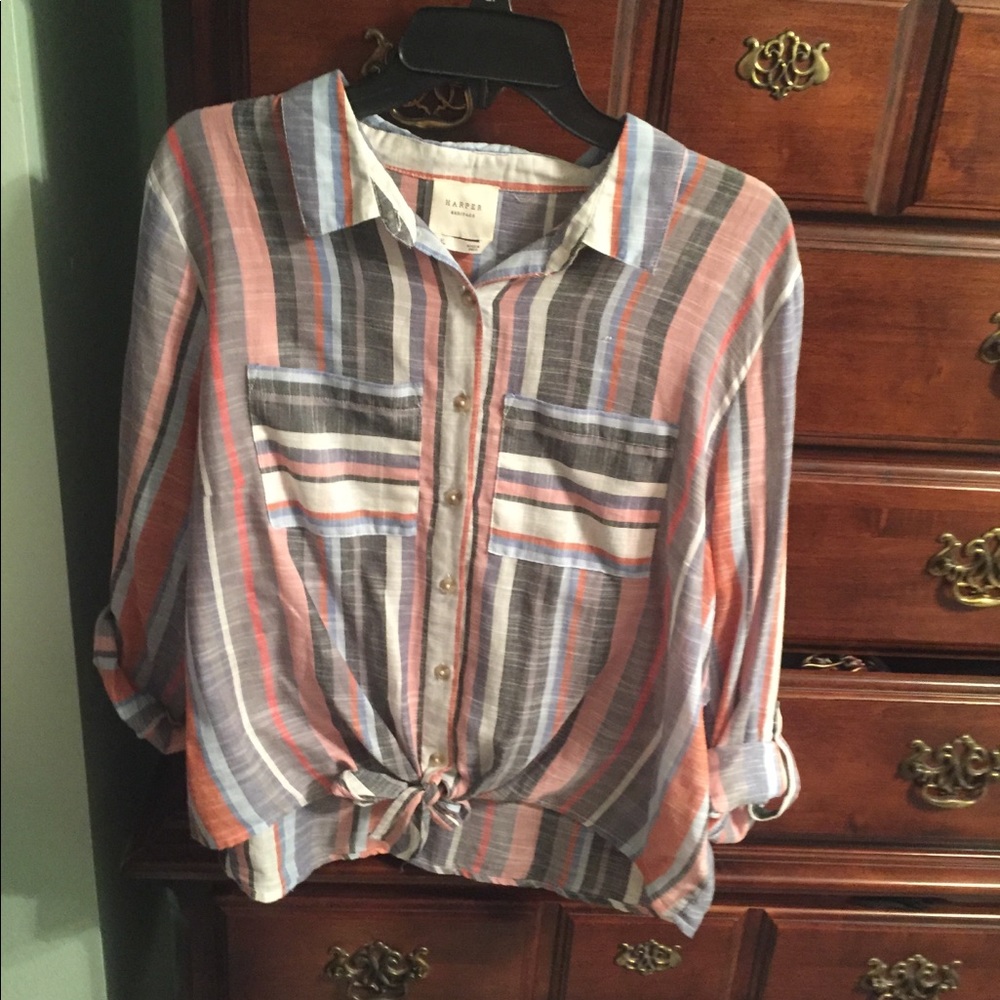 Stripe button blouse 3 for $35